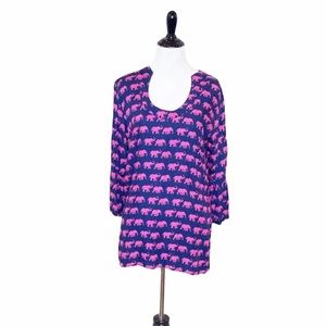 Escapada Pink Elephant Print Tunic Size Small